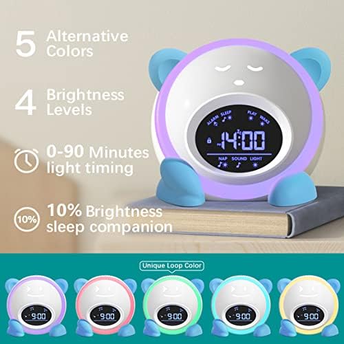 OK to Wake Clock for Kids, Sleep Training Clock with Night Light and Sound Machine, Kids Alarm Clock for Bedrooms (Blue) - Image 3