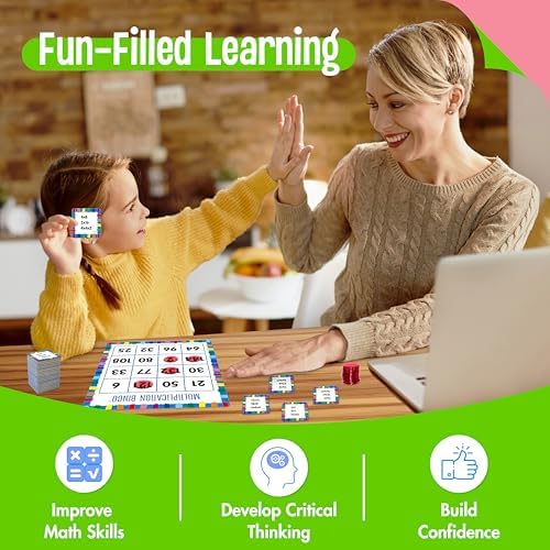 SpriteGru Multiplication & Division Bingo Game, 360 Math Problems, 2 Educational Math Board Game for Kindergarten and Preschool Kids, Perfect for Classroom & At Home - Image 7