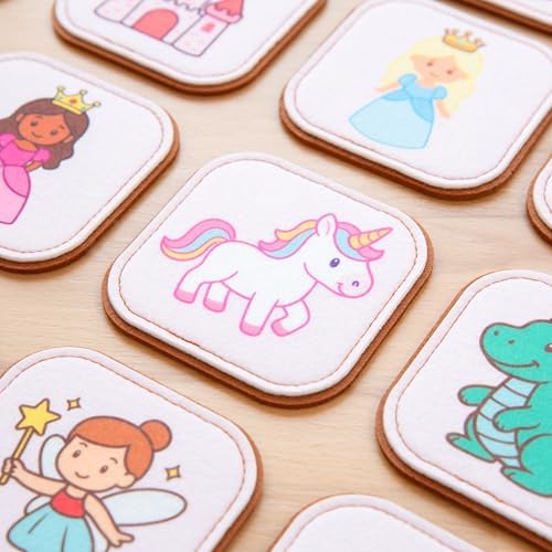Felt Princess Matching Game for Toddlers – Fairy Tale Memory Game & Flash Cards – Soft and Safe for Ages 1+ – Montessori Preschool Learning Activity – Educational Princess Toy for Girls & Boys - Image 3