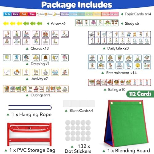 Torlam Visual Schedule for Kids Chore Chart, Morning Bedtime Routine Chart for Toddlers, Responsibility Daily Schedule Board Communication Cards Autism Learning Materials for Home School, 86 Cards - Image 3