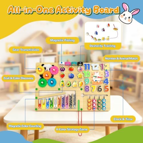 9-in-1 Montessori Busy Board Wooden Magnetic Maze Toy for 3+ Year Old Gift - Image 4
