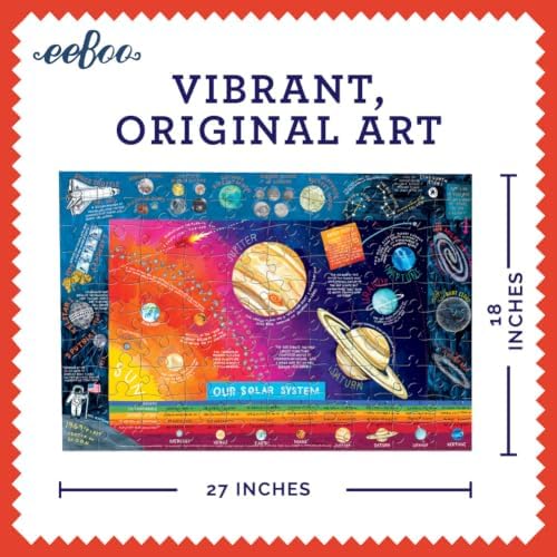 eeBoo 100 Piece Puzzle for Kids - Solar System Children's Puzzle Space Themed, Large Pieces for Small Hands to Develop Motor Skills - Image 3