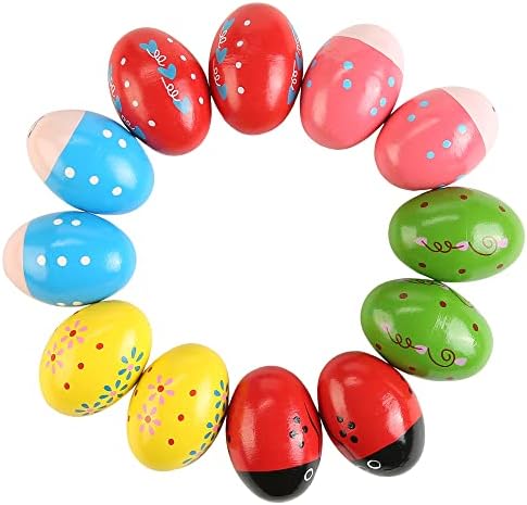 12Pcs Wooden Egg Shakers Hand Musical Maracas Percussion Instruments by MGTECH