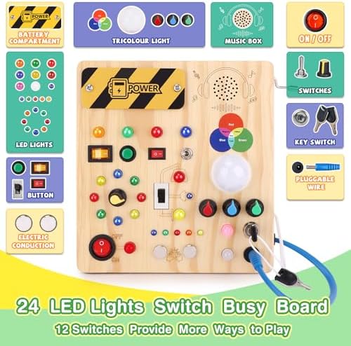 Grarain Busy Board for Toddlers - Montessori Educational Toy for 1-3 Year Old Boys & Girls | Travel-Friendly Sensory Learning Activity | Ideal for Kids with Autism(Busy Board v4) - Image 5