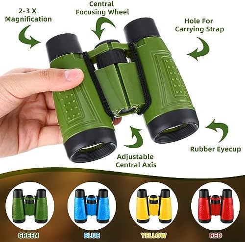 Wettarn 24 Pack Christmas Kid Mini Binocular Compass Magnifying Glass Set for 3-12 Years Boy Girl Toddler Gifts Small Compact Telescope Binocular for Bird Watching Outdoor Camping Hiking Exploring - Image 3