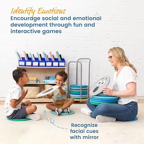 ECR4Kids SoftZone Emotion Pads with Mirror, Trilingual, Expression Cushions, Contemporary, 8-Piece - Image 3