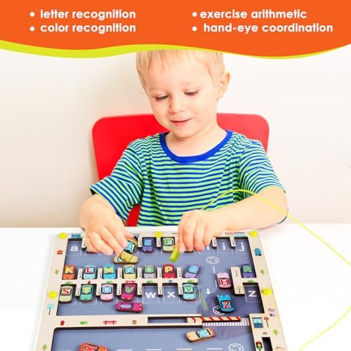 NASHRIO Magnetic Alphabet Maze Letter Puzzle for Fun Learning, Montessori Educational Toy for 3 4 5 Year Old Boys and Girls, Fine Motor Skills Development and Sensory Play - Image 6