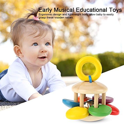 Baby Rattles, Grasping Toy, Wooden Musical Educational Toy, Safe and Durable for Infants 3 Months and Up (Flower Shape) - Image 4