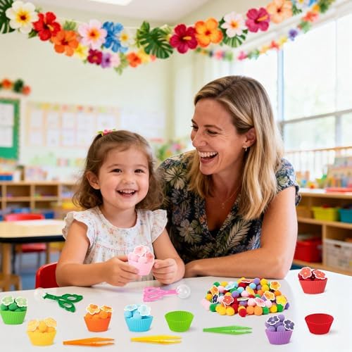 EZdhuawuse Summer Sensory Bin Fillers, 304Pcs Hawaii Flower Fine Motor Toys - Image 4