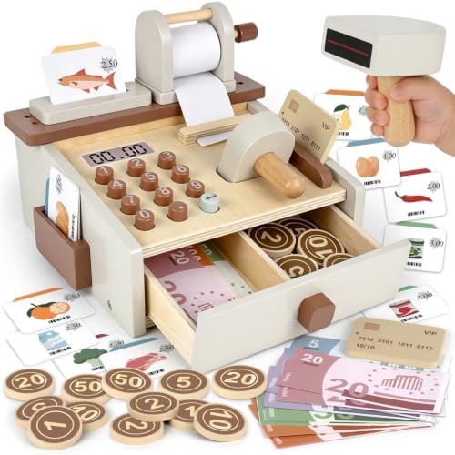 Cash Register for Kids Play Money with Scanner Boys Girls Birthday Gift by AirlabStudio