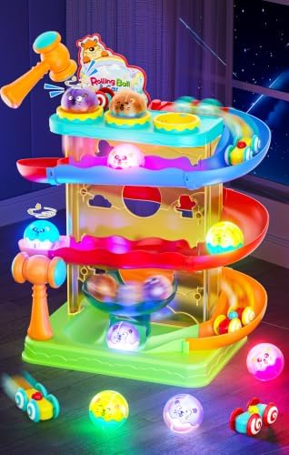 2-in-1 Ball Drop & Car Ramp Race Track Montessori Toy for Toddlers Ages 1-5 by StayFun