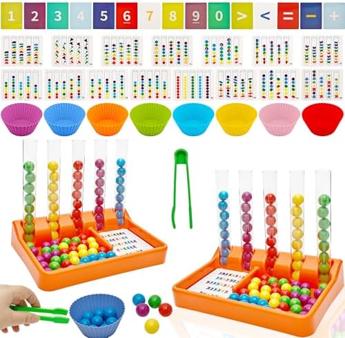 132 Pcs Counting and Color Sorting Toys Math Manipulatives Match Games Educational Learning Fine Motor Skills for Kids Preschool Kindergarten Learning Activities by Feradny