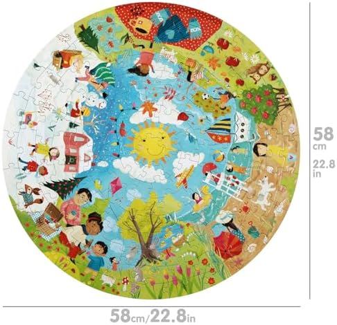 boppi Seasons Round Jigsaw Puzzle with 100% Recycled Card Spring Summer Autumn and Winter Scenes 150 Pieces for Children 5 6 7 8 Years 58cm Diameter - Image 2