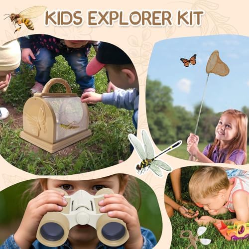 Bug Catcher for Kids Explorer Kit Kids Bug Catching Kit, Bug Catcher Kit for Kid with Binoculars, Magnifying Glass, Butterfly Kit for Aged 3+ (Brown) - Image 6