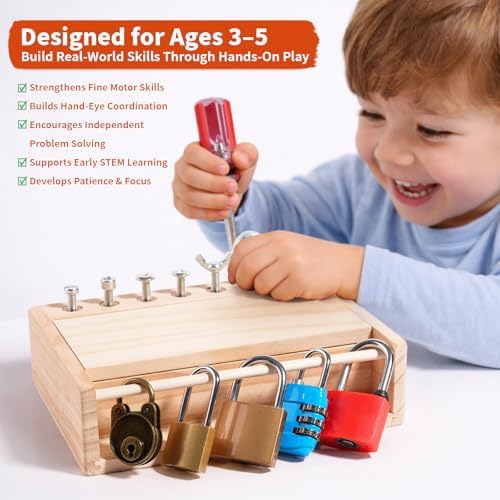 INIFEIDALA Montessori Screwdriver Board Set - Lock and Key Toy - Image 2