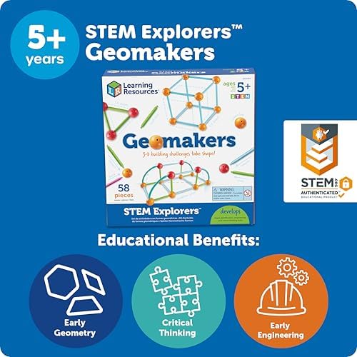 Learning Resources STEM Explorers Geomakers - 58 Pieces, Ages 5+ STEM Toys for Kids, Kindergartner Learning Toys, Shapes for Kids - Image 6