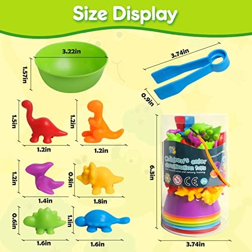 Counting Dinosaur Toys Matching Games with Sorting Bowls Sorting Toy for Toddlers Preschool Learning Activities for Math Color Sensory Montessori Fine Motor Skills for 3 4 5 Years Old Boys Girls - Image 3