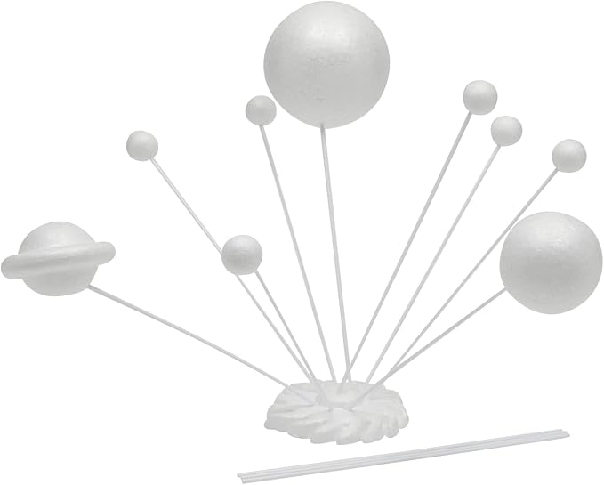12-Piece 3D Solar System Model Kit - 12 Pcs White Foam Balls & Dowels - DIY Solar System Project & Kids Toys - Foam Planets to Paint & Painting Kit for Science Coloring Fun for Kids - Image 3