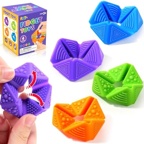 KLT Fidget Sensory Toys for Kids: Quiet Silicone Sensory Flip Cube with Textures - Calming Toys for Autism Kids Stress Reduce - ADHD Fidget Toys for Classroom Focus by KLT