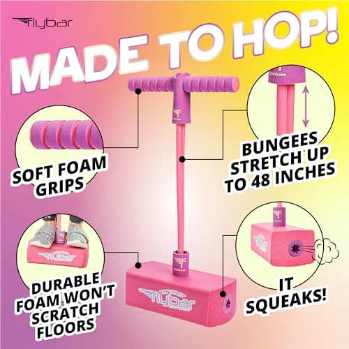 Flybar My First Foam Pogo Jumper for Kids Fun and Safe Pogo Stick for Toddlers, Durable Foam and Bungee Jumper for Ages 3 and up, Supports up to 250lbs (Pink) - Image 2