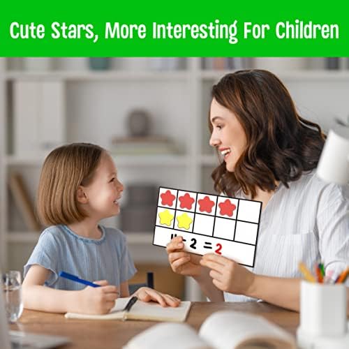 Magnetic Ten-Frame Set, 6 Frames & 66 Colorful Star-Shaped Counters Ten Frame Math Games Manipulative Counting Toys for Kindergarten Preschool, 6 Colors & 2 Markers (Fridge & Hand-held) - Image 6