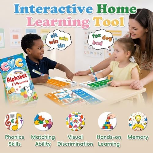 CVC Words Water Painting Phonics Flash Cards - JoiLab Draw-and-read Reusable Montessori Learning Toys - Sight Word Educational Activities Water Coloring Book for Toddlers Kindergarten for Kid Ages 3-6 - Image 3