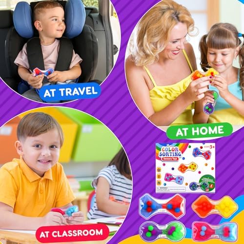 Sensory Fidget Toys for Kids Toddler: 4 Pack Color Sorting Squeeze Toys - Image 5