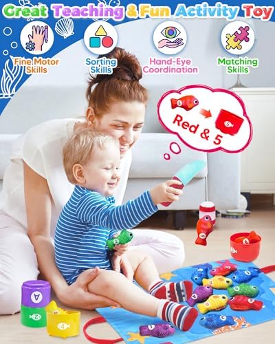 Montessori Toys for 1 2 Year Old Boy Birthday Gifts, Toddler Fishing Game - Image 2