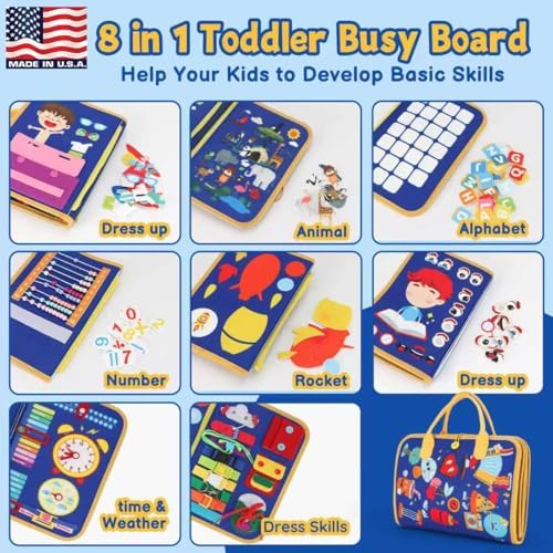 Montessori Busy Book 3-5, 12-in-1 Sensory & Fine Motor, Travel Gift - Image 2