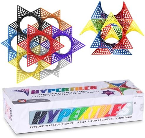 HyperTiles Hyperbolic Building Toy - 3" x 3" STEM Educational 3-Dimensional Adventure: 48 Tiles & 80 Connectors for Logic & Creativity - Infinite Shapes that Flex and Hinge - by Fun In Motion Toys by Hypertile