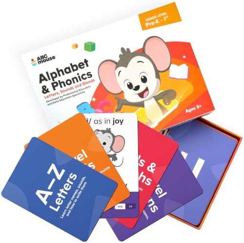ABCmouse Alphabet and Phonics Flashcards for Kids Ages 3+, 86 Cards for Learning Letters and Sounds, Preschool and Kindergarten Reading Tools, Level 1: Beginner Series by ABCmouse