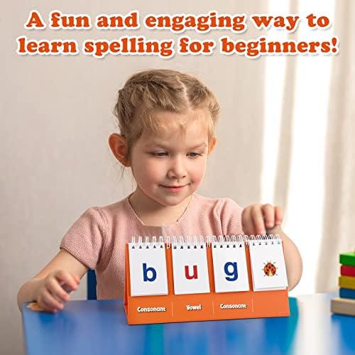 Aizweb CVC Word Builder,Phonics Games Flash Cards for Preschool Kindergarten Classroom,Montessori Special Education Reading Manipulative Spelling Toy for Learning Activity Teacher School Supplies - Image 6