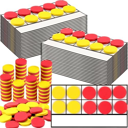 Ireer 40 Sets Bulk Magnetic Ten Frames for Classroom 400 Magnetic Math Counters and 40 Boards Kindergarten Classroom Must Haves Math Manipulatives for Home Prek Preschool Elementary(Red Yellow) by Ireer