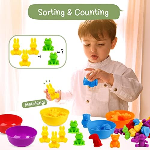 TSYAN Counting Animals Matching Games Sensory Toys with Sorting Bowls Preschool Learning Activities Color Classification Montessori Educational Toys Set Gift for Boys Girls Toddlers Toys Age 3+ - Image 5