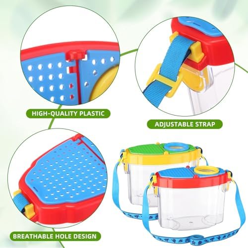 Halloscume 4 Pack Insect Bug Viewer Kit for Kids with Tweezers Explorer Outdoor Set Bug Catcher Containers for Insects Magnifying Insect Box Observation Science Nature Exploration Collecting(Bright) - Image 3