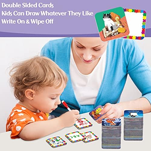 Hebayy 36 Pair Animal Matching Memory Game Flash Cards for Toddlers, Preschool, Kindergarten and Home. Erasable, Fun & Fast, Travel Friendly, Skill Building. Size 2” x 2”(5 x 5 cm) - Image 3