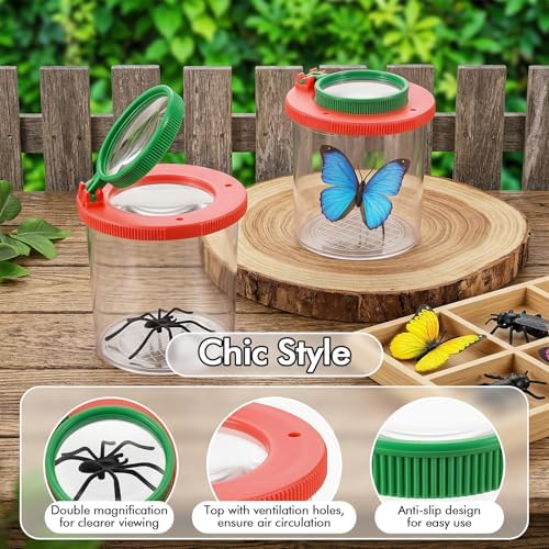 Insect Bug Viewer for Kids, 2 Pcs Portable Plastic Bug Catcher for Kids, Magnifying Insect Catcher Jar, Science Nature Exploration Tool for Kid, Teachers, Enthusiasts(Red) - Image 3