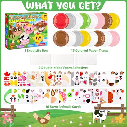 16 Pack Arts and Crafts for Kids Toddler DIY Animal Paper Plate Art Gifts - Image 3