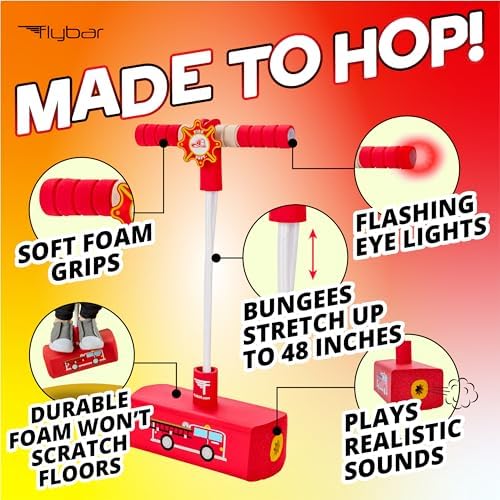 Flybar My First Foam Pogo Jumper for Kids Fun and Safe Pogo Stick for Toddlers, Durable Foam and Bungee Jumper for Ages 3 and up, Supports up to 250lbs (Red Fire) - Image 2