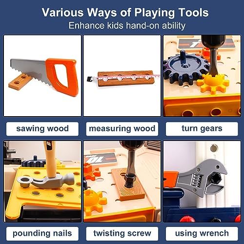 Kids Tool Bench with Power Drill and Realistic Tools Accessories - Image 3