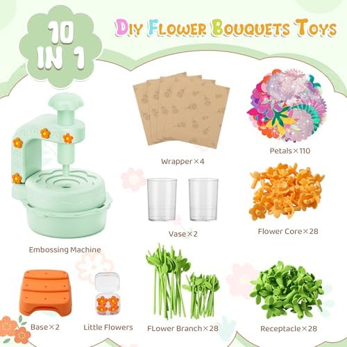 Fabric Flower Bouquets Toys,DIY Craft Kits for Kids,Arts and Crafts Toy for 3+ Year Old Girls,Flowers Market Toy,Build Your Flower Bouquet,Educational Preschool Learning Toys for Birthday,Christmas - Image 2