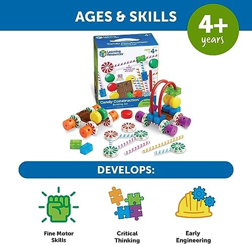 Learning Resources Candy Construction Building Set - Creative Building Toys for Kids, Toddler STEM Toys, Kids STEM Activities, Construction Sets, Preschool Engineering Toy - Image 6