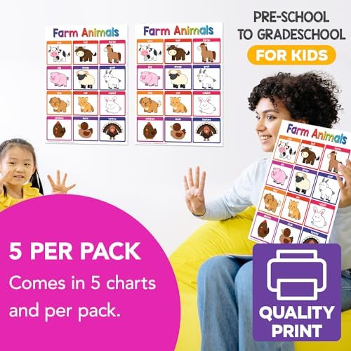 FoldCard Farm Animals Chart Educational Poster 8.5x11 5pk - Image 4