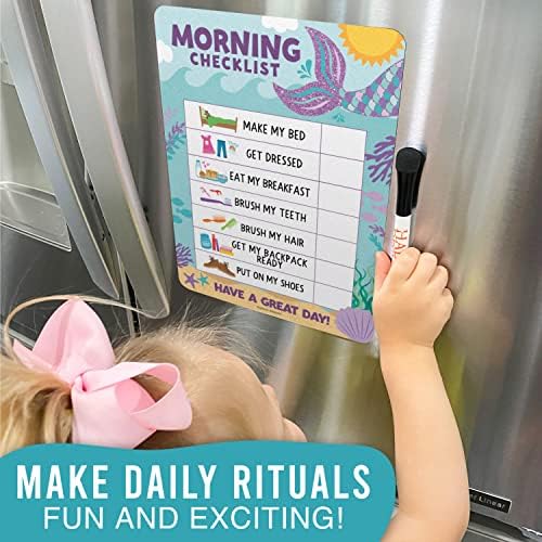 Dry Erase Morning & Bedtime Routine Chart for Kids Stickers Magnetic - Image 7