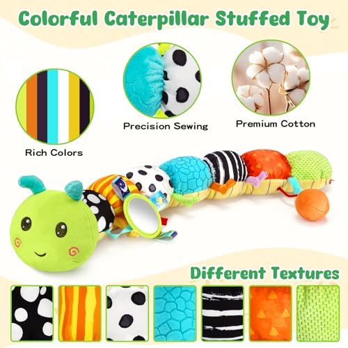 Baby Sensory Toys for 0-12 Months, Musical Caterpillar Tummy Time Toys - Image 4