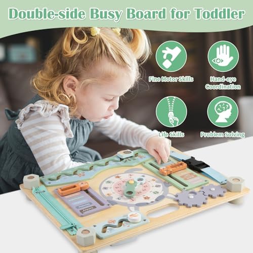 Montessori Wooden Busy Board for Toddlers, Animals & Calendar - Image 3