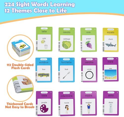 MAYAPHILOS Italian and English Talking Flash Cards 224 Sight Words - Image 2