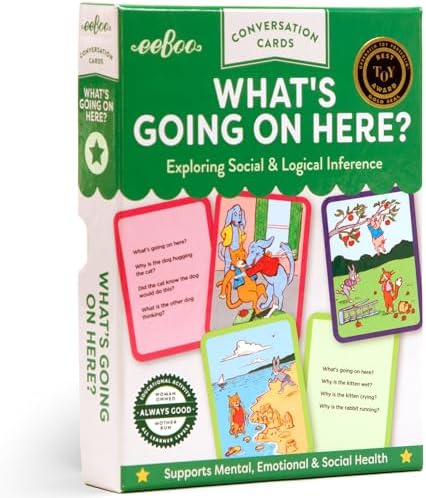 eeBoo: What's Going on Here - 50 Conversation Flashcards, Develops Empathy Through Friendly Illustrations of Social Situations, Develop Social and Emotional Intelligence, for Ages 3 and up by eeBoo