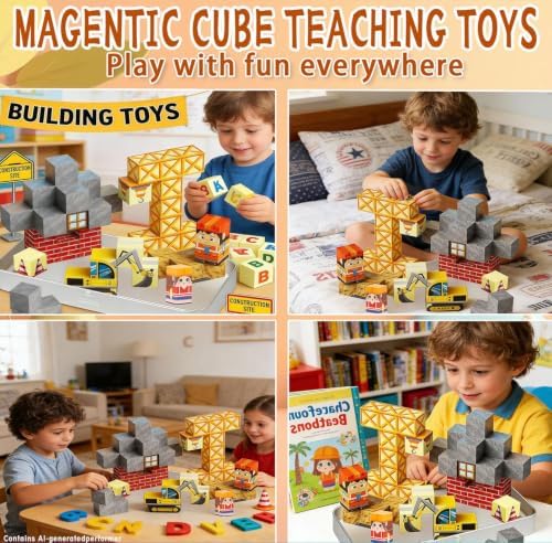 Magnetic Building Blocks 38 Pcs STEM Toy Ages 3-8 with Excavator - Image 3