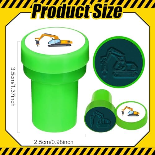 Cinrobiye 24 Pcs Construction Stampers Party Favor Set, Cute Building Site Stamps for Kids Birthday Party, Classroom Rewards, Educational Toys, Goody Bag Fillers, Construction Themed Party Supplies - Image 3